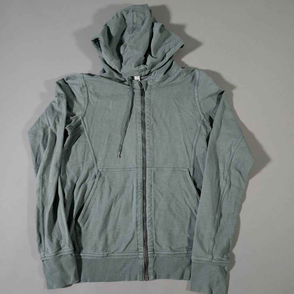 Lululemon Zip Up Hoodie‎ Women Size 6 Green Pima Cotton Tencel Thumbholes